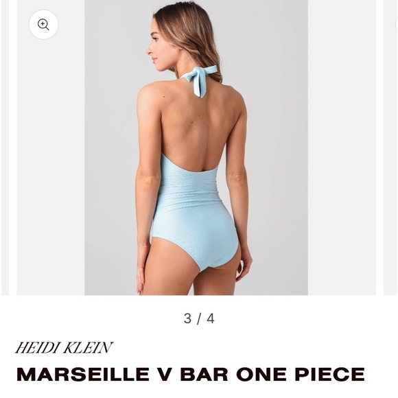Heidi Klein Blue One Piece V Bar Swimsuit size M - Picture 2 of 9